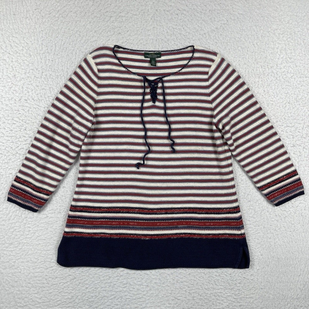 Lauren Ralph Lauren Sweater Womens‎ Large Striped Tie Front Southwestern LRL Top